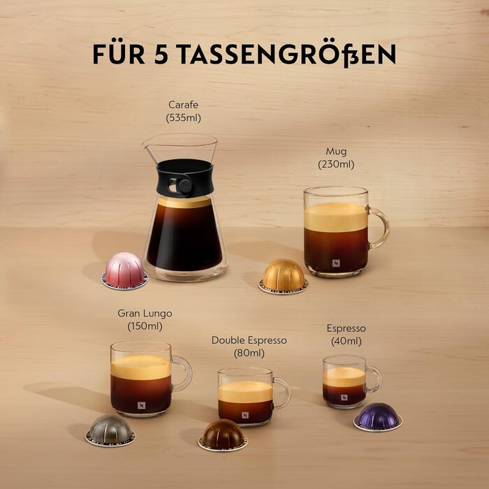 Nespresso Krups XN910B Vertuo Next: Кавомашина капсульна, 1.1л, розпізнавання капсул, 6 розмірів, сірий