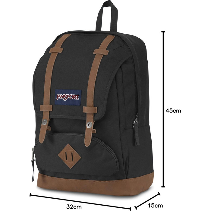 Рюкзак JanSport CORTLANDT чорний, великий, з відділенням для ноутбука 15