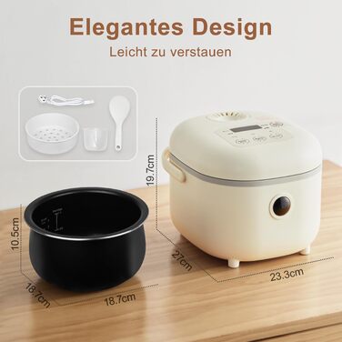 Рисварка електрична Bear Reiskocher 3.5 чашки (2л) з пароваркою, 350W, 6 програм для 2-4 осіб