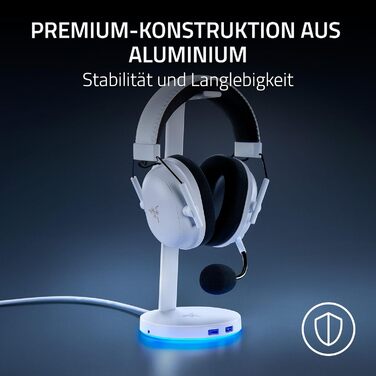 Підставка для навушників Razer Base Station V2 Chroma (Mercury) з USB-хабом та RGB-підсвічуванням (7.1 Surround Sound, білий колір)