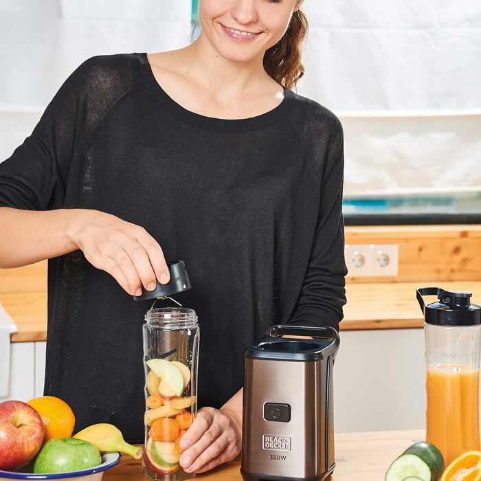 Блендер BLACK+DECKER BXJBA350E 1,5 л, 4 леза, імпульсний режим, пластикова чаша, легке очищення, сірий