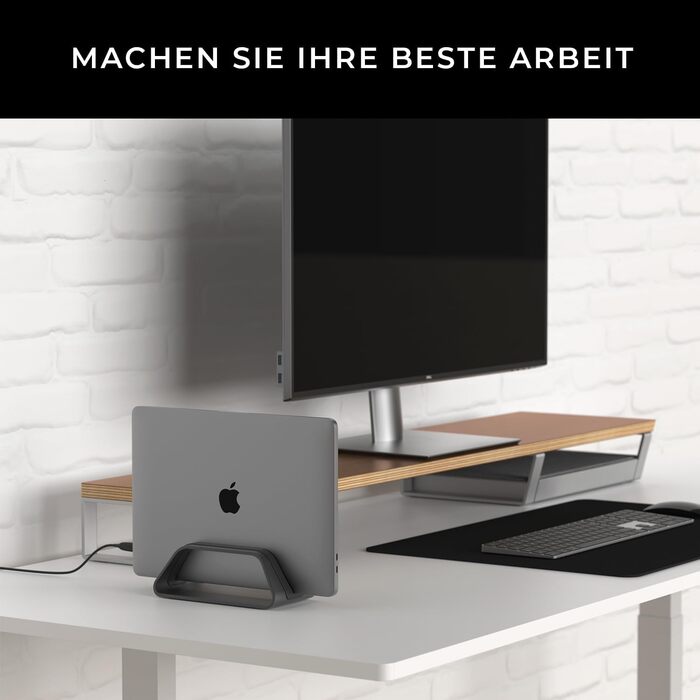 Вертикальна підставка для ноутбука Humancentric: сумісна з MacBook Pro та MacBook Air, чорний колір