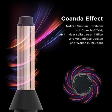 Фен PARWIN PRO BEAUTY Air-Sonic з HD-LED дисплеєм, безщітковим мотором 110000 об/хв, низьким рівнем шуму, автоматичними плойками 2x32 мм, потужним потоком повітря 25 м/с для швидкого сушіння, шампань-срібло