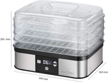 Сушарка для овочів і фруктів ProfiCook PC-DR 1218, нерж. сталь, 650 Вт, 6 рівнів, таймер, LED, BPA-free