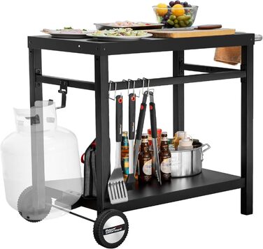 Royal Gourmet Grillwagen: Робочий стіл-гриль для барбекю на вулиці, 85x50 см, чорний