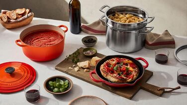 LE CREUSET Signature Сковорода гриль кругла висока з чавуну, 25 см, Червоний (Ofenrot), для всіх типів плит та духовок