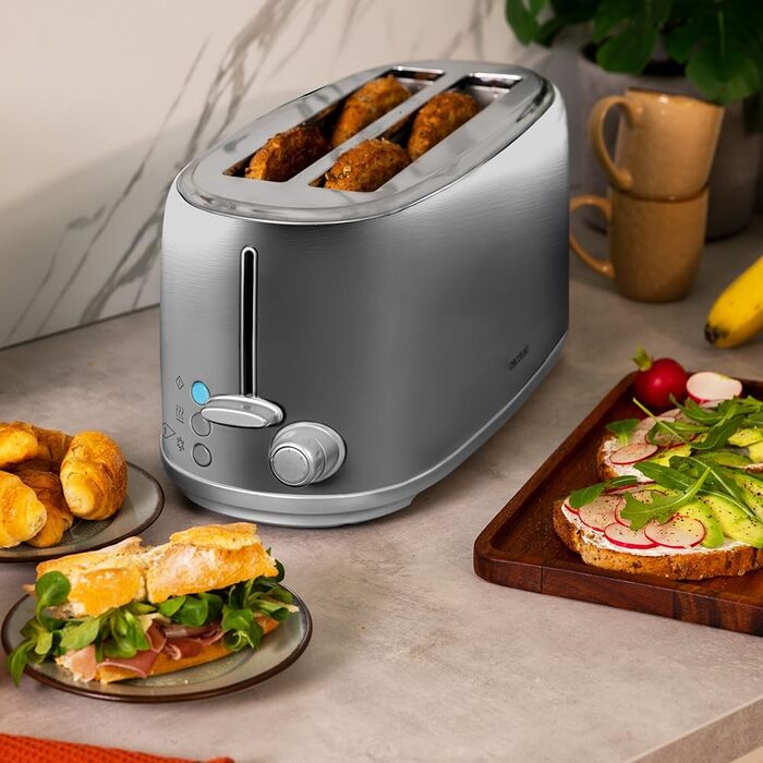 Тостер Cecotec Toast&Taste 1600 Retro Double – 4 слоти, нержавіюча сталь, 1630 Вт, регульована потужність, з підносом для крихт