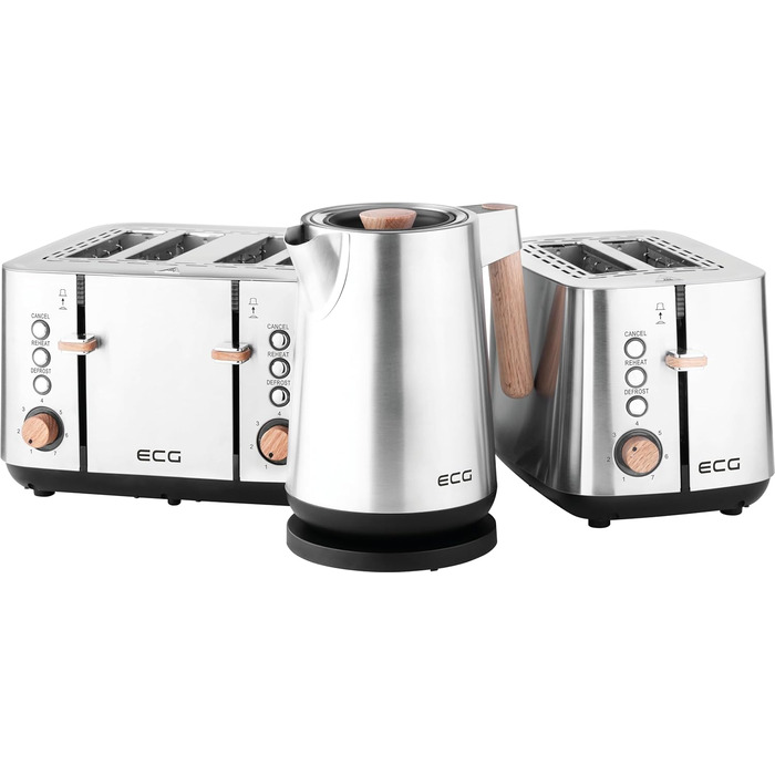 Тостер ECG RK 1767 Strix Timber, 2 слоти, 850 Вт, дерев'яний дизайн