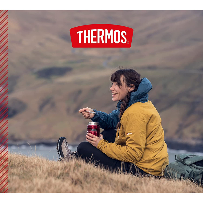 Термос для їжі Thermos Stainless King 470 мл з ложкою, нержавіюча сталь, червоний