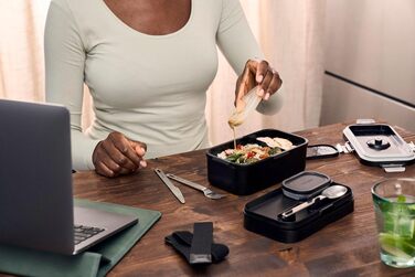 Вакуумний ланчбокс Zwilling Fresh & Save з набором столових приборів із нержавіючої сталі, ударостійкий, чорний