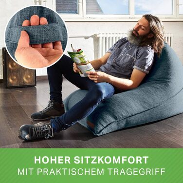 Сидіння-мішок Green Bean Трикутний 150x100x100 см, 220 л, блакитний, м'який, наповнювач EPS, знімний чохол, для дому, підлоги, XXL