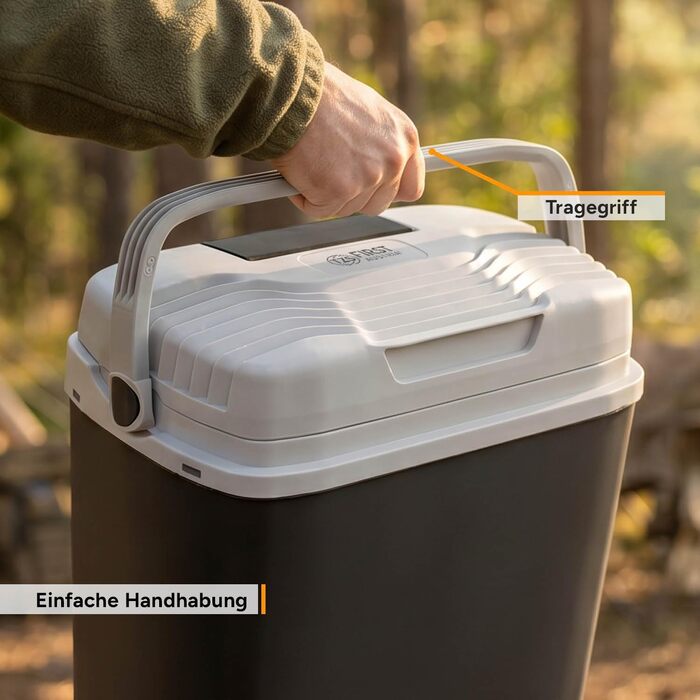 Автомобільний холодильник/термос First Austria 24L з USB-C PD 3.0 (52W) - для авто та кемпінгу, чорний/сірий