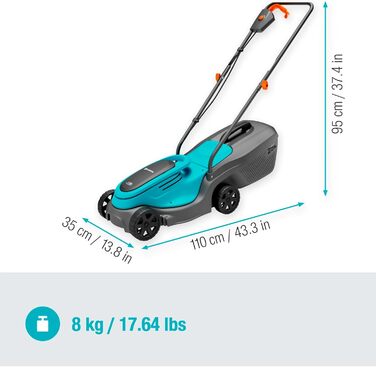 Акумуляторний газонокосарка Gardena PowerMax 37/36V P4A: комплект для використання, ширина зрізу 37 см, об'єм травоспіральника 45 л, центральне регулювання висоти зрізу, двигун PowerPlus з Eco-режимом