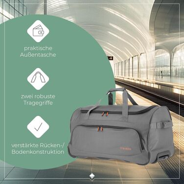 Дорожня сумка на колесах Travelite Basics Fresh L, 71 см, 89 л, антрацит (сірий)