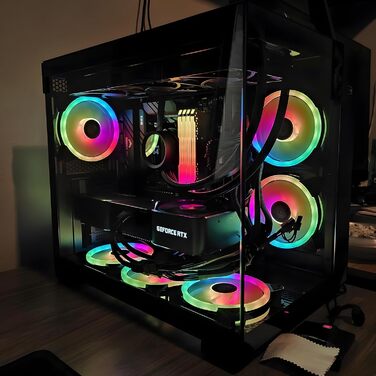 Корпус для ПК CPS C3T500 ARGB Tower ATX, 6x120 мм ARGB вентилятори, сумісний з RTX 40, подвійне загартоване скло, безстійковий дизайн, чорний, PCCOOLER