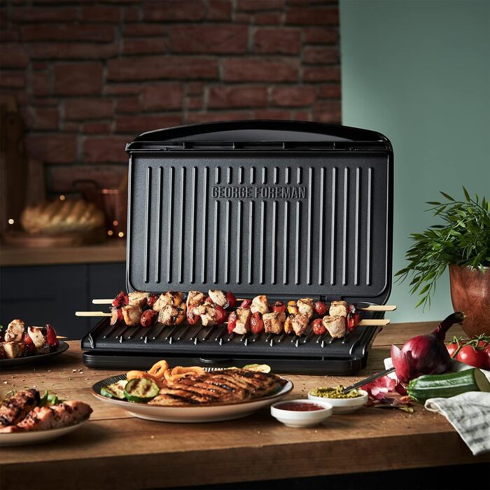 Електричний гриль George Foreman 25820, універсальна антипригарна плита, тостер, швидкий нагрів, чорний, великий