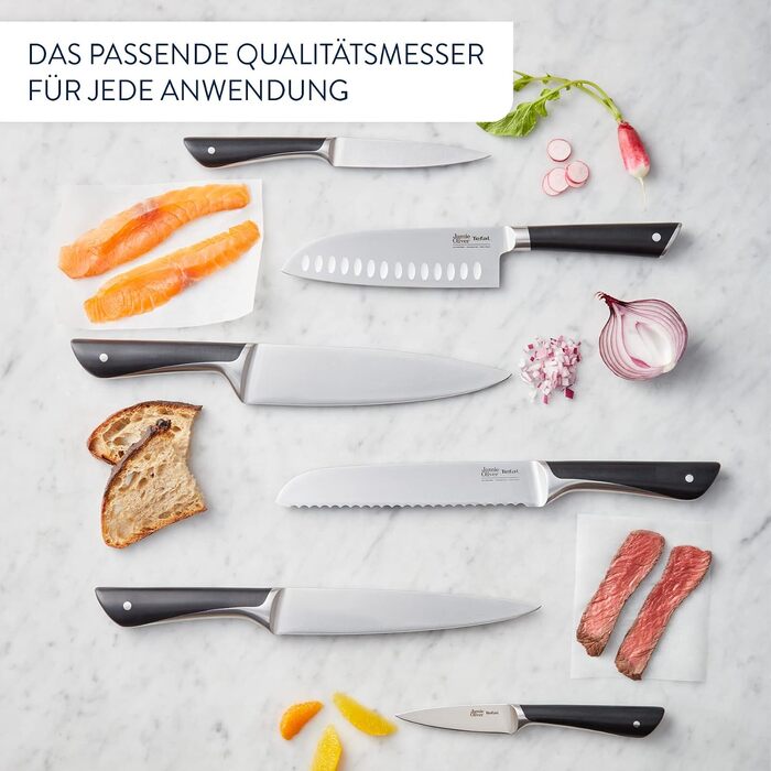 Набір кухонних ножів з підставкою Jamie Oliver by Tefal (5 предметів), сталь, акація, коричневий, K267S556