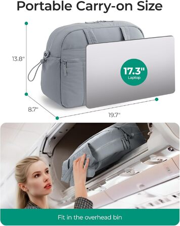 Спортивна сумка-даффл BAGMART Puffer на 24 л для жінок, містка сумка для подорожей та вікендів (темно-сіра, L)