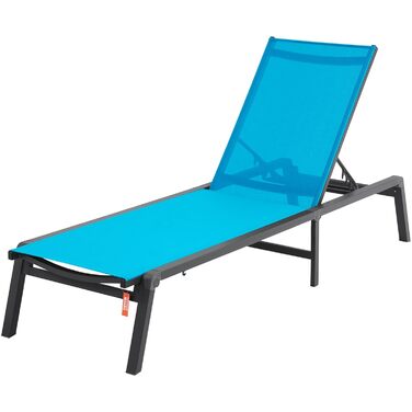 Лежак для відпочинку VEVOR, 182x60x88 см, блакитний, з регулюванням положення, для саду, тераси, пляжу, басейну