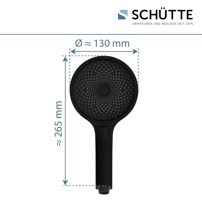 Душова лійка SCHÜTTE SAMOA RAIN, 3 режими, 300 форсунок, антикальк, чорна, індустріальний стиль