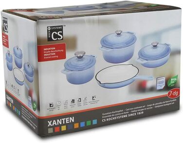 Набір посуду CS Kochsysteme XANTEN, 7 предметів, чавун, для індукції та духовки, світло-блакитний