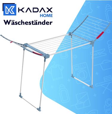 Сушарка для білизни KADAX з нержавіючої сталі, 18 м, розкладна, для постільної білизни, з нековзкими ніжками, біло-синя