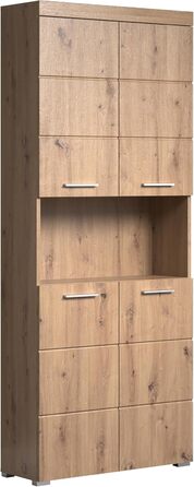 Шафа для ванної кімнати Trendteam Amanda, висока, широка, 73x190x31 см, дуб асті, сучасний дизайн