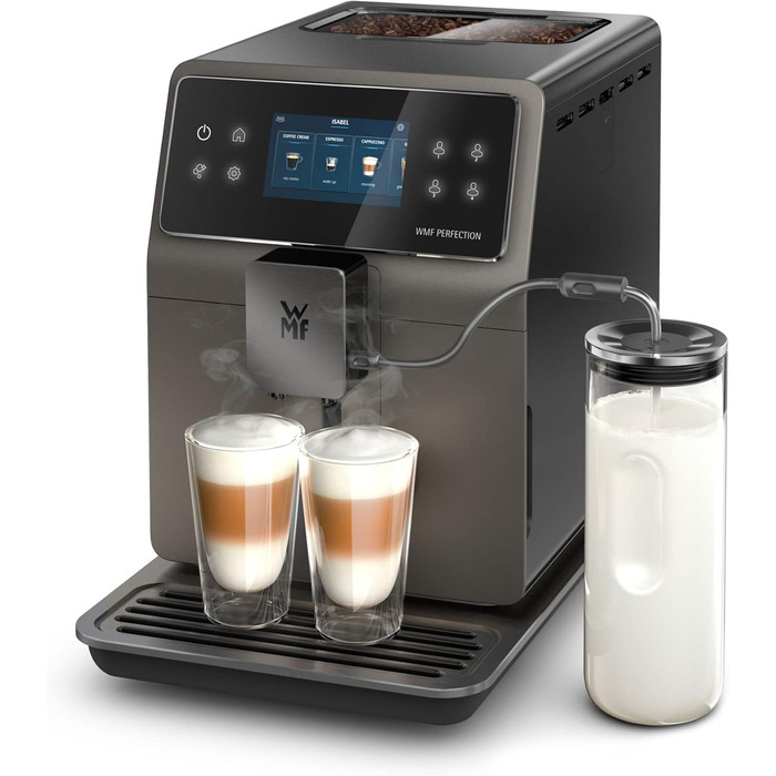 Кавомашина WMF Perfection 780L з молочною системою, 18 напоїв, подвійний термоблок, сталевий млинок, профілі користувачів, резервуар для молока 1 л, сертифікат гігієни TÜV