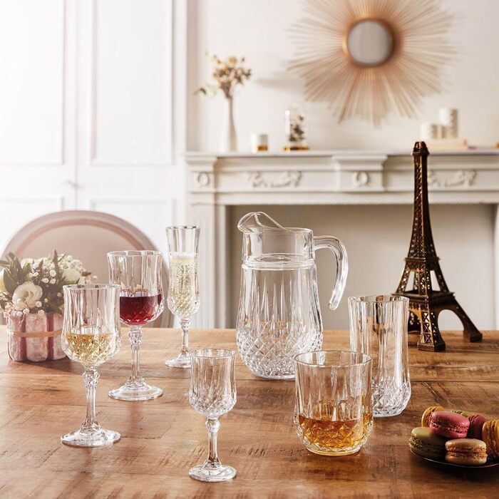 Келихи для коньяку Cristal d'Arques Paris Longchamp, 140 мл, 6 шт., з Kwarx, посилена упаковка, блиск, прозорість, висока міцність, прозорі келихи (шампанські флейти, 14 cl)