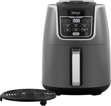 Аерофритюрниця Ninja Air Fryer MAX 5,2 л, сімейна, антипригарна, 6-в-1, сірий/чорний, модель AF160EU, кошик для миття в посудомийці