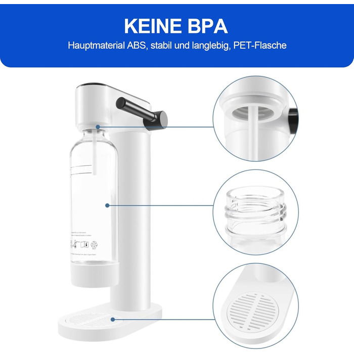 Сифон для газування води Sodastream з пляшкою 1 л, чорний (висота 42,3 см)