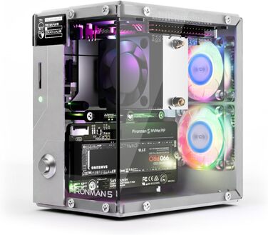 Корпус Pironman 5 з підтримкою NVMe M.2 SSD PCIe для Raspberry Pi 5, з AI прискорювачем Hailo-8L, Tower-охолодженням, подвійним RGB-вентилятором, OLED-дисплеєм 0,96'', функцією безпечного вимкнення, стандартним HDMI та RGB-підсвічуванням