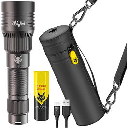 Ліхтарик AMAFOX G8-NEO 2100 Люмен, LED, акумуляторний, надяскравий, графіт, USB-C, з неопреною сумкою та акумулятором 21700