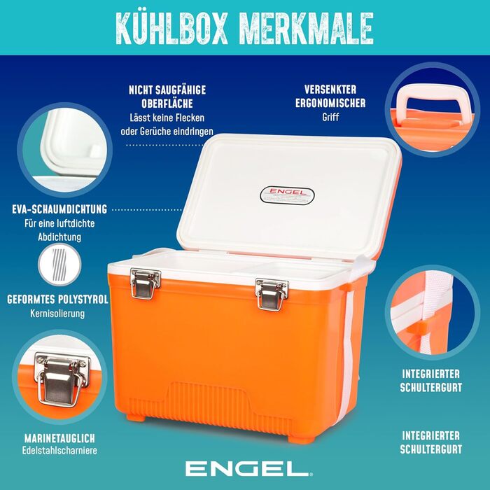 Термобокс ENGEL 30qt (28.4л) герметичний, портативний для кемпінгу, пікніка, туризму - охолоджувач без електрики, колір: блакитний
