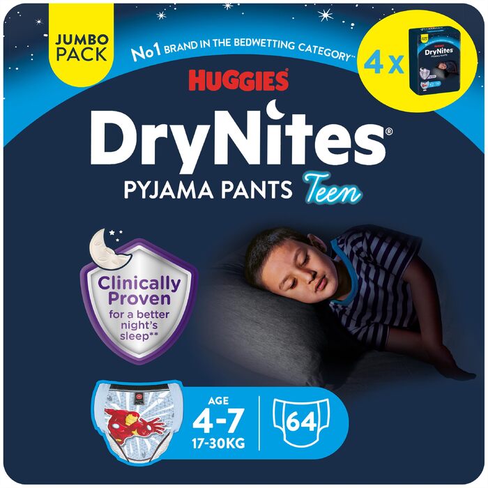 Нічні підгузки-трусики DryNites для хлопчиків 4-7 років, 64 шт, Pyjama Pants