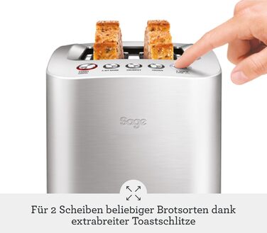 Тостер Sage The Smart Toast на 2 скибки, щітлений алюміній, розумний тостер з електронним керуванням