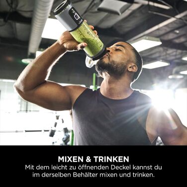 Портативний міні-блендер Ninja Blast 530 мл, бездротовий, акумуляторний, для смузі, з герметичною кришкою, подрібнює лід і фрукти, чорний, модель BC151EUBK