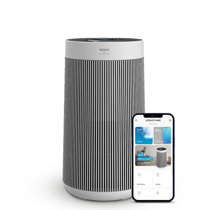 Очищувач повітря Winix T800 з HEPA-фільтром, керуванням через Alexa та додаток, для площі до 120м², CADR 390 м³/год, від алергенів, пилу та шерсті тварин