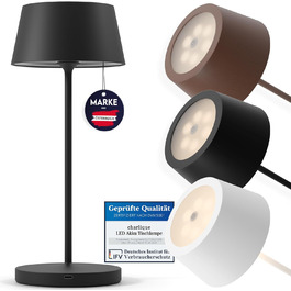LED-лампа настільна бездротова (чорна) - Dinner Light 34 см - Преміум акумуляторна лампа з USB, для внутрішнього та зовнішнього використання, тепле світло - вологостійка для балкона, тераси та саду