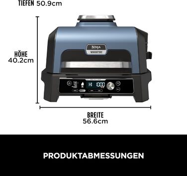 Електричний BBQ смокер-гриль Ninja Woodfire Pro Connect XL з керуванням через додаток, цифровим термощупом, 7-в-1, аерофритюрницею, для вулиці, чорний, OG901EU, з деревними пелетами, захист від негоди