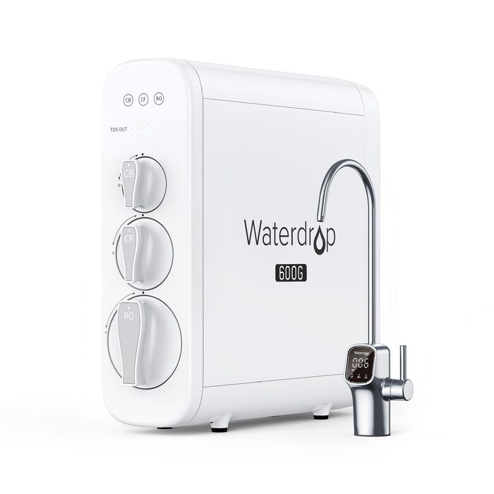 Система фільтрації води зворотного осмосу Waterdrop G2P600, 8000 літрів, очищення 2:1, без баку, пом'якшувач води RO під мийку