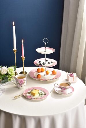 Комплект чашок для кави London Boutique K414, 330 мл, рожевий, 4 шт. (Porzellan, Shabby Chic, Vintage)