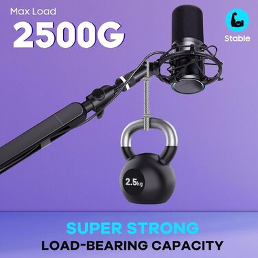 CAHAYA Мікрофонний стійкий кронштейн Boom Arm Professional: Регульований мікрофонний кронштейн з подовжувачем, низькопрофільний дизайн для стрімінгу та запису, вантажопідйомність до 2.5 кг