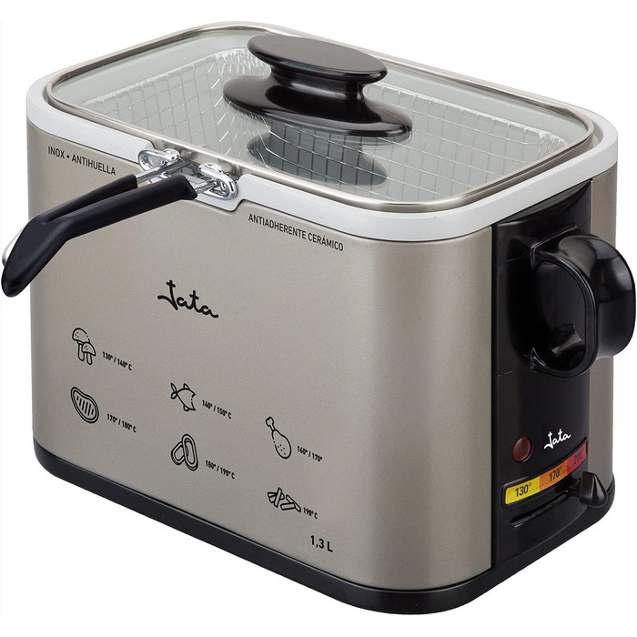 Фритюрниця Jata FR326E, 1000 Вт, 1.3 л, чорна/срібляста