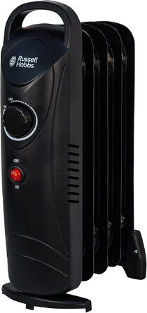 Масляний електрообігрівач Russell Hobbs RHOFR3001, 650 Вт, портативний, 5 секцій, з термостатом та захистом від перегріву, чорний, для приміщень до 10 м²