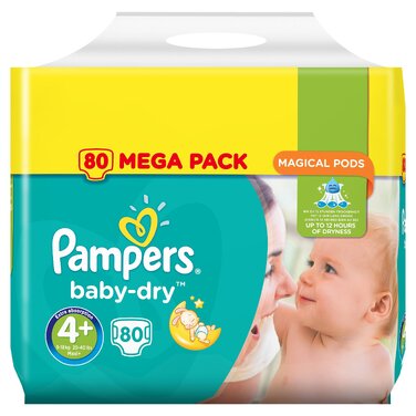 Підгузки Pampers Baby-Dry розмір 4+, 80 шт