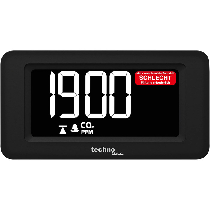 Монітор CO2 Techno Line, портативний, акумуляторний, чорний (WL1022)