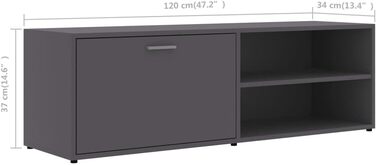 vidaXL ТВ тумба з дверцятами та полицями, сіра, 120x34x37 см, ДСП