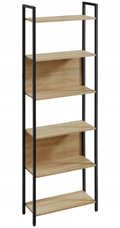 Стелаж MUFART 60 x 186 x 24 см, чорний, дуб сонома