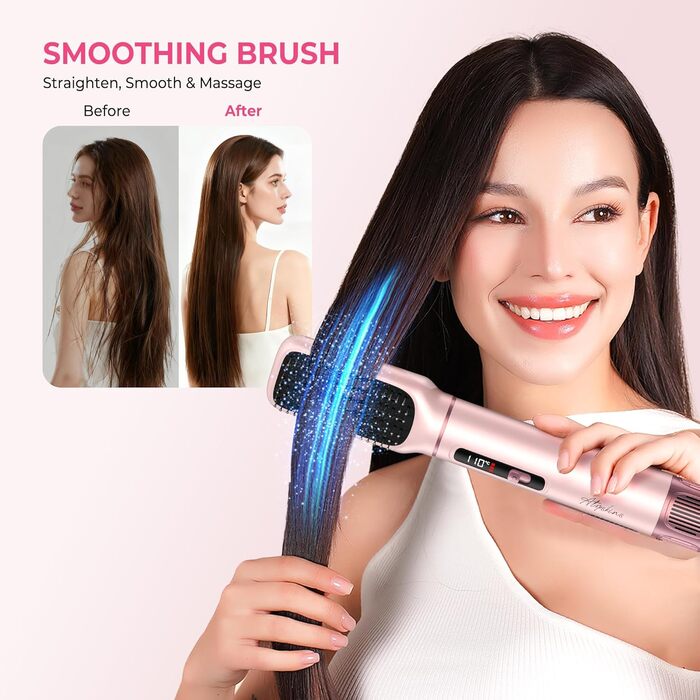 Atopskins Airbrush Haarstyler 5-в-1: Фен-щітка, стайлер для волосся з гарячим повітрям, випрямляч, плойка (Червоний)